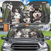 Husky Car Sunshade, Dog Car Decoration, Husky Lover