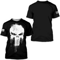 Military Punisher Patriotic Skull Dropped 3d T-shirt