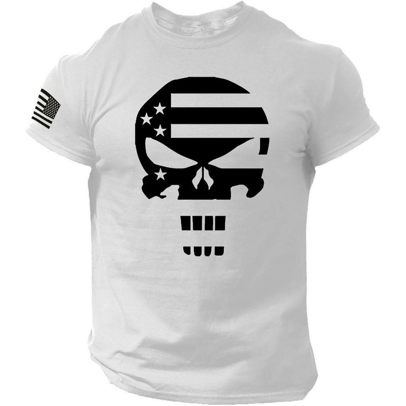 Military Punisher Patriotic Skull Flag 3d T-shirt — Mens T Shirts