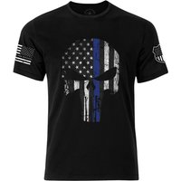 Punisher Skull Thin Blue Line T-shirt | Patriotic Skull American Flag 3d T-shirt — Mens T Shirts