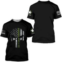 Punisher Skull Thin Green Line T-shirt — T-shirts pour hommes