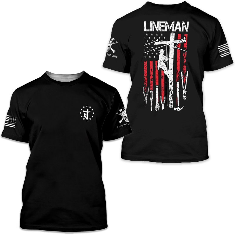 Lineman Tools Patriotic T-shirt — T-shirts pour hommes