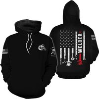 Welder Tools Patriotic American Flag Hoodie