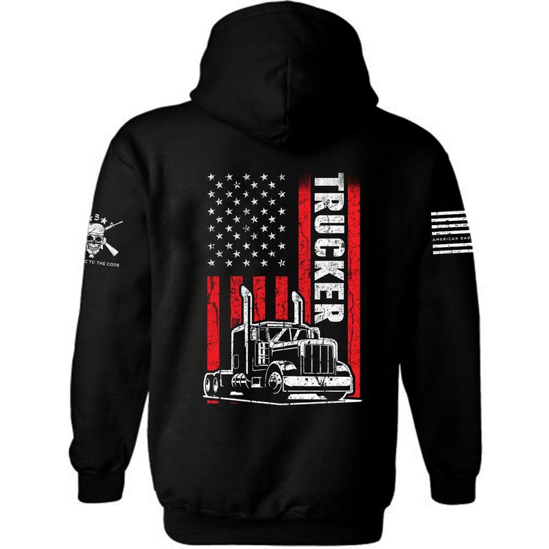 Trucker Patriotic American Flag Hoodie