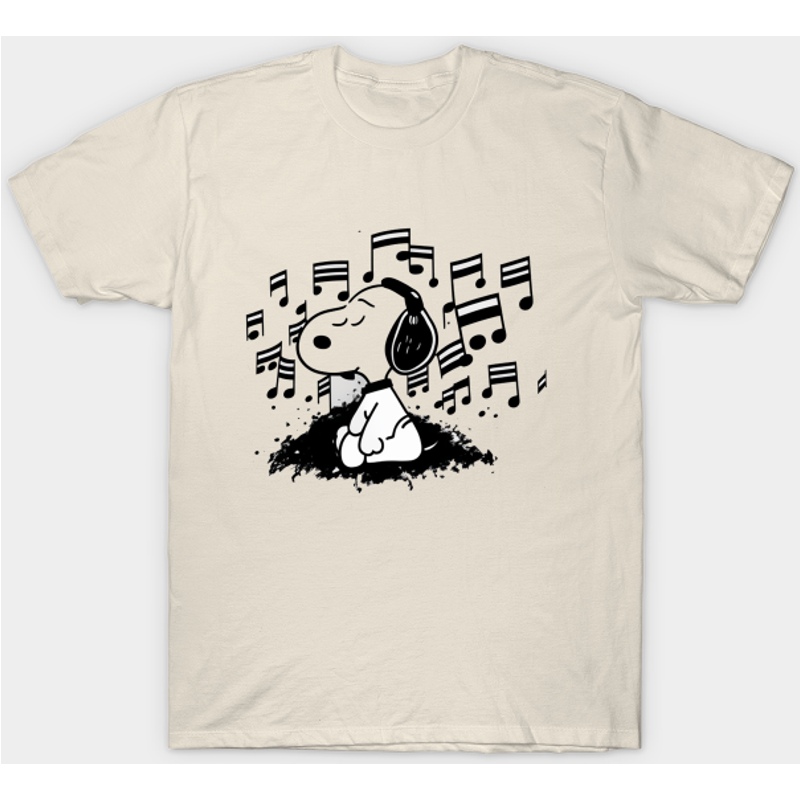 Cute Snoopy Abstract Listening To Music - Snoopy - T-shirt — T-shirts pour hommes