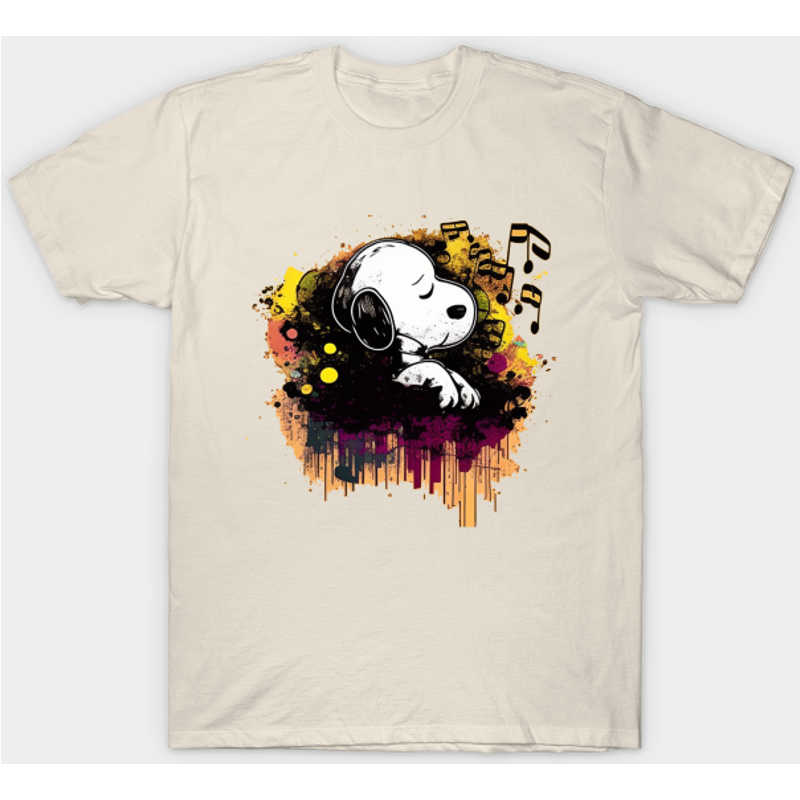 Cute Snoopy Abstract Listening To Music - Snoopy - T-shirt — T-shirts pour hommes
