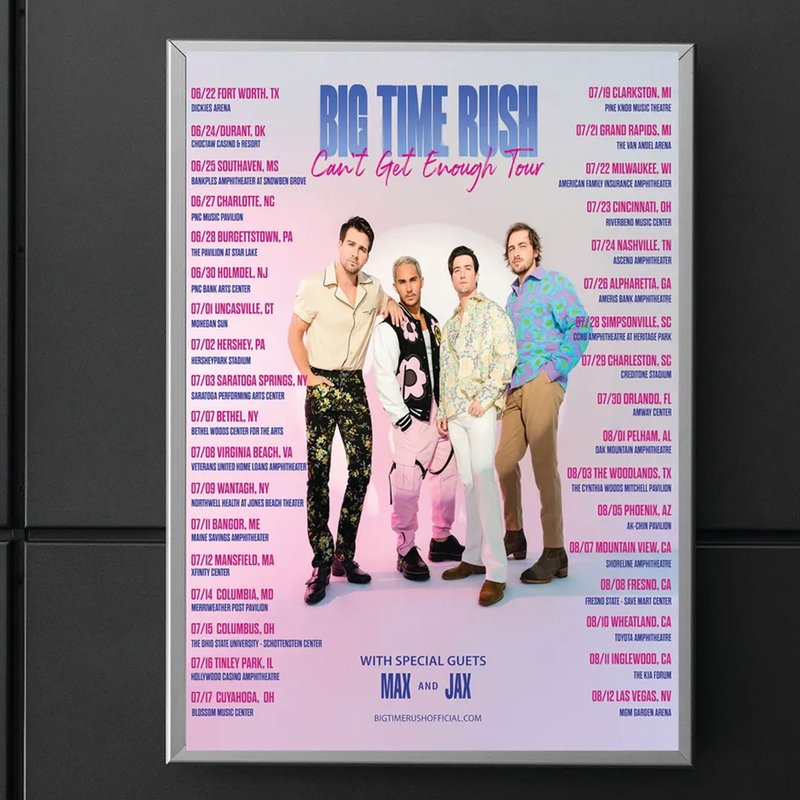Big Time Rush Band Can't Get Enough Tour 2023 Poster — Affiches et impressions