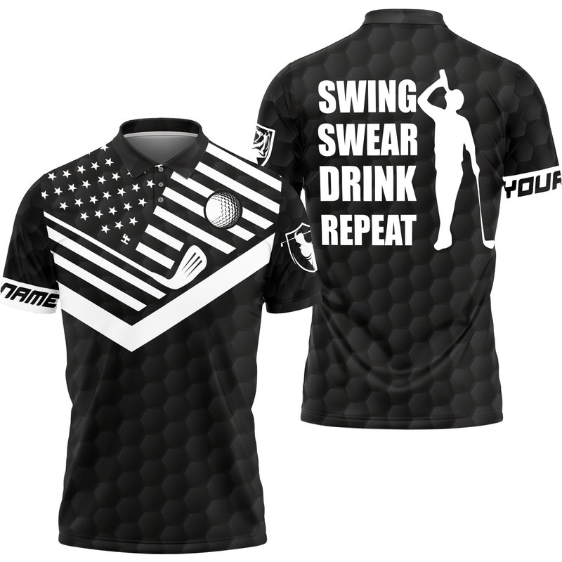 Swing Swear Drink Repeat Golf Polo Shirt — Chemises décontractées pour hommes
