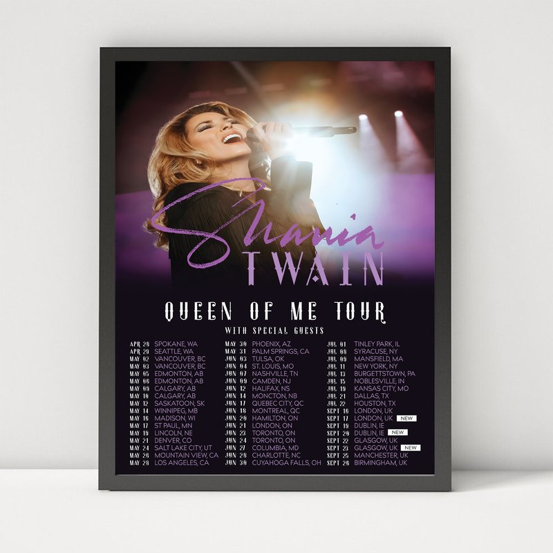 Shania Twain's Queen Of Me Tour 2023 Poster — Affiches et impressions
