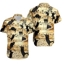 Cat Love Music Note, Hawaiian Shirt — Chemises décontractées pour hommes