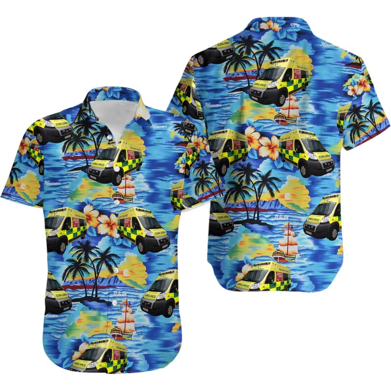 Ambulance Hawaiian Shirt - Ambulance Beach Tropical Hawaii Shirt — Chemises décontractées pour hommes