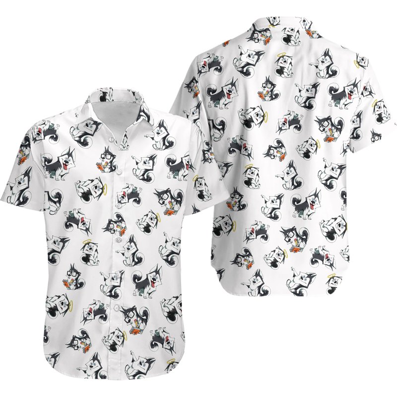 Husky Dog Hawaiian Shirt - I Love Husky Tropical Hawaii Shirt
