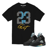 Kings N Crowns Tee Shirt To Match Jordan 5 Aqua Sneakers. Goat 23