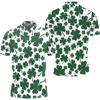 Irish Clover Polo Shirts For Men, Funny Golf Shirts, Saint Patrick's Day Polo Golf Shirts