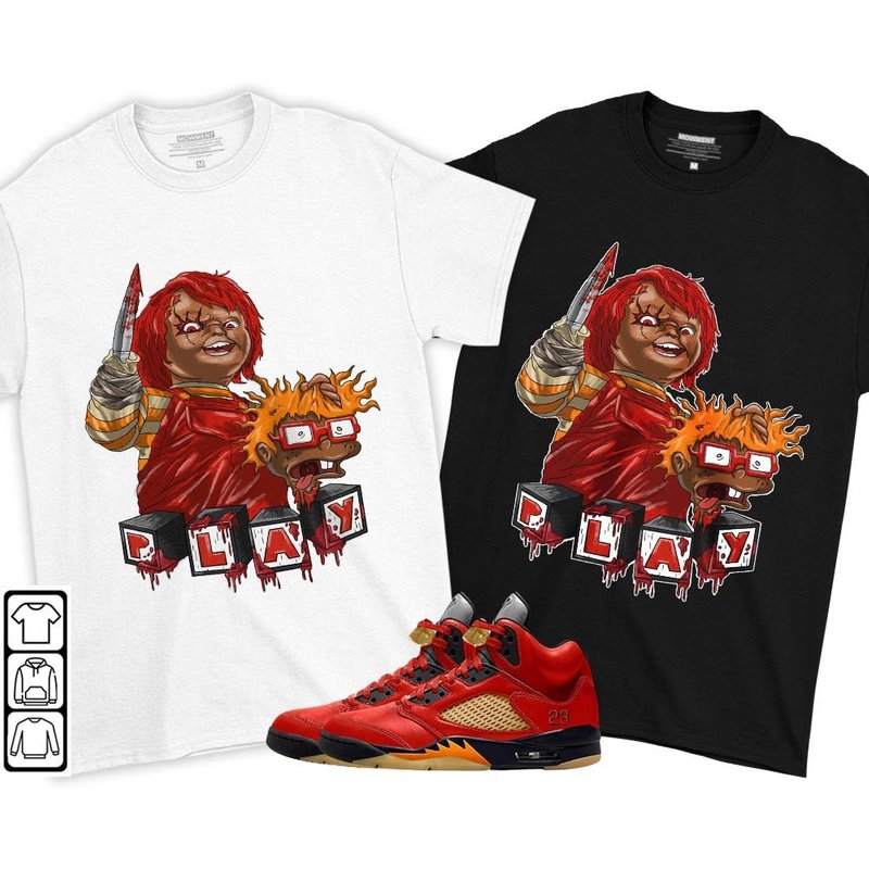 Chucky Chuckie Kills Unisex Sneaker Shirt Match 5 Dunk On Mars Tee — T-shirts pour hommes