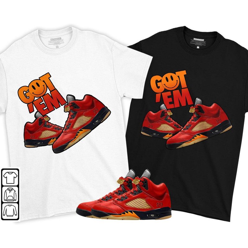 Got Em Shoes Smile Unisex Sneaker Shirt Match 5 Dunk On Mars Tee — T-shirts pour hommes