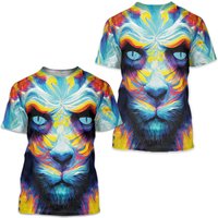 Tie Dye Shirt Trippy Lion Art Paint 3d T-shirts