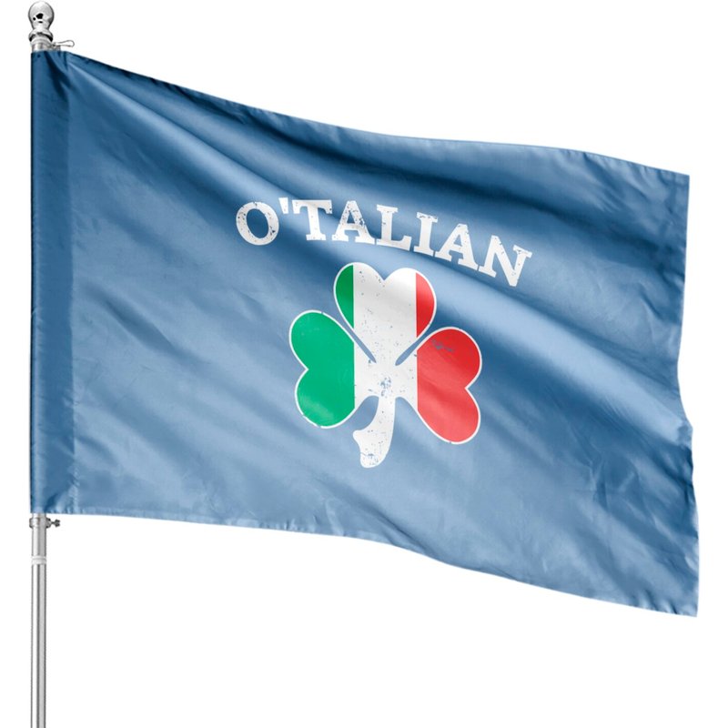 O'talian Italian Irish Shamrock Men's Short Sleeve Or Long Sleeve House Flags — Decorative Flags