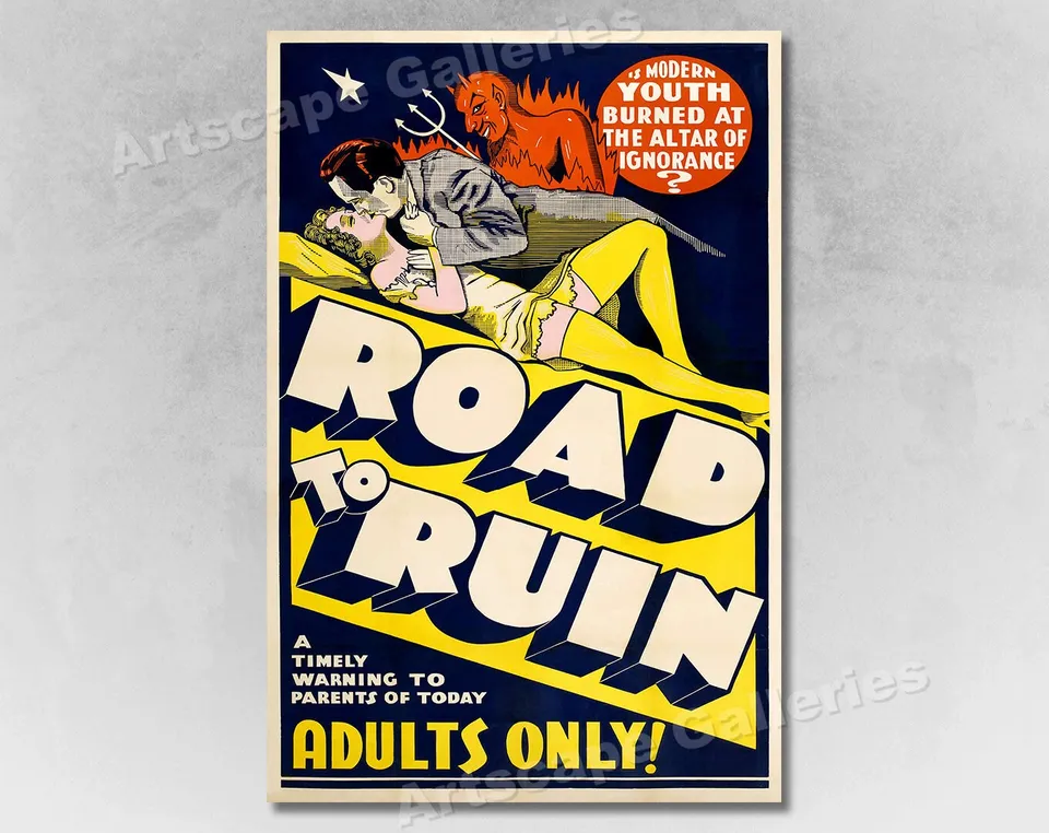 Affiche de Film Classique Vintage "Road to Ruin" des Années 1930 9" × 11 — Affiches et impressions