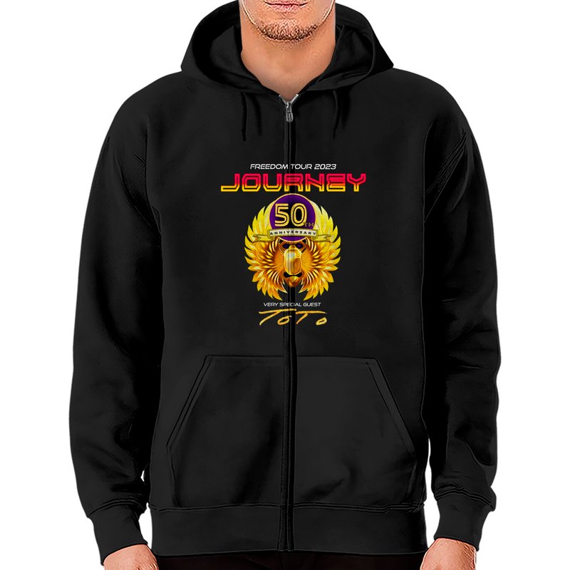 Journey Freedom Tour 2023 Journey 50th Anniversary Zip Hoodies, Rock Tour 2023 Merch