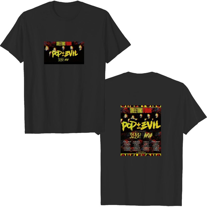 Pop Evil Skeletons Tour 2023 2-side T-shirt — T-shirts pour hommes