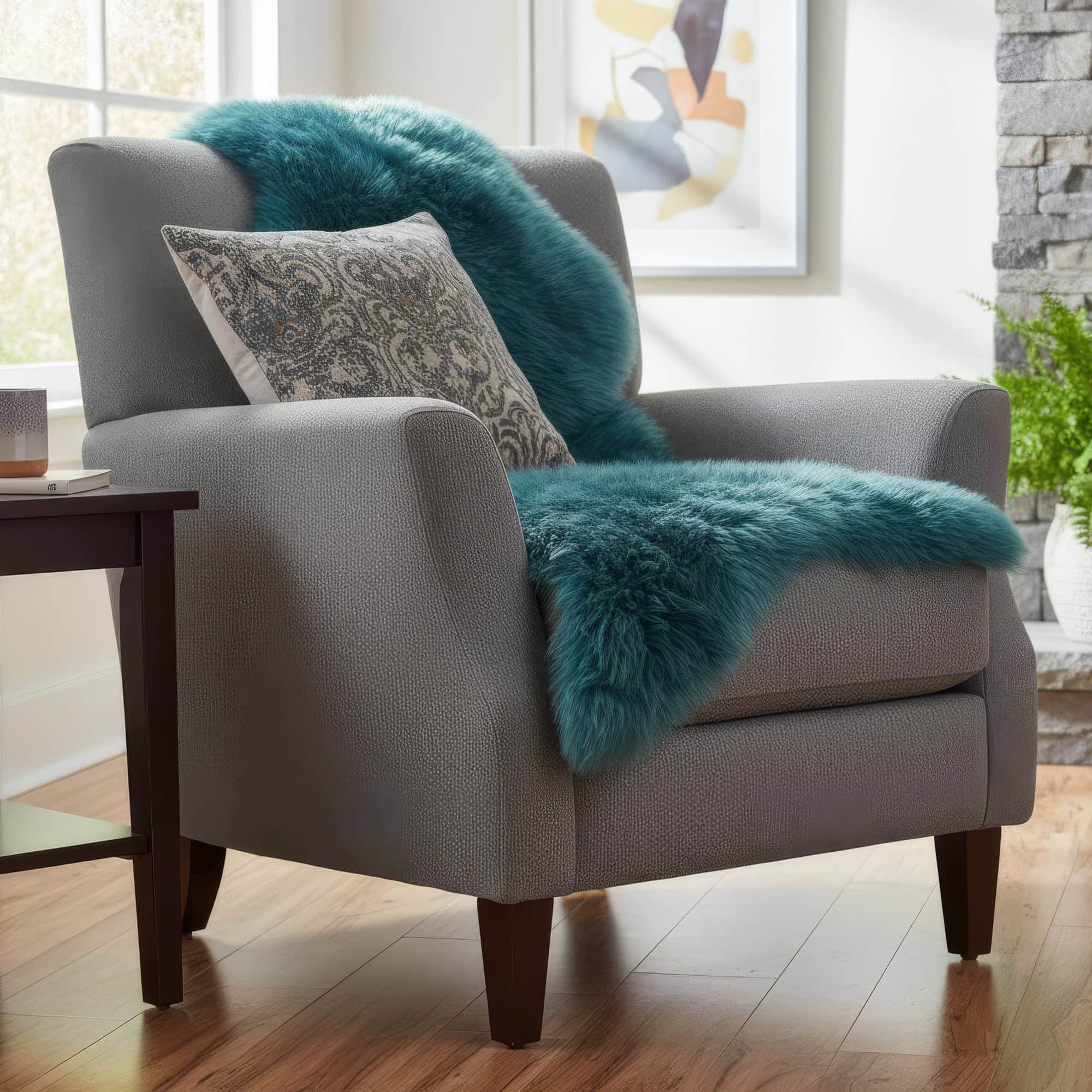 Natural Beach Blue Sheepskin Rug Shearling Fur Pelt - Ethically Sourced - Oeko Tex Certified - Natural / 2' x 3' — Area Rugs
