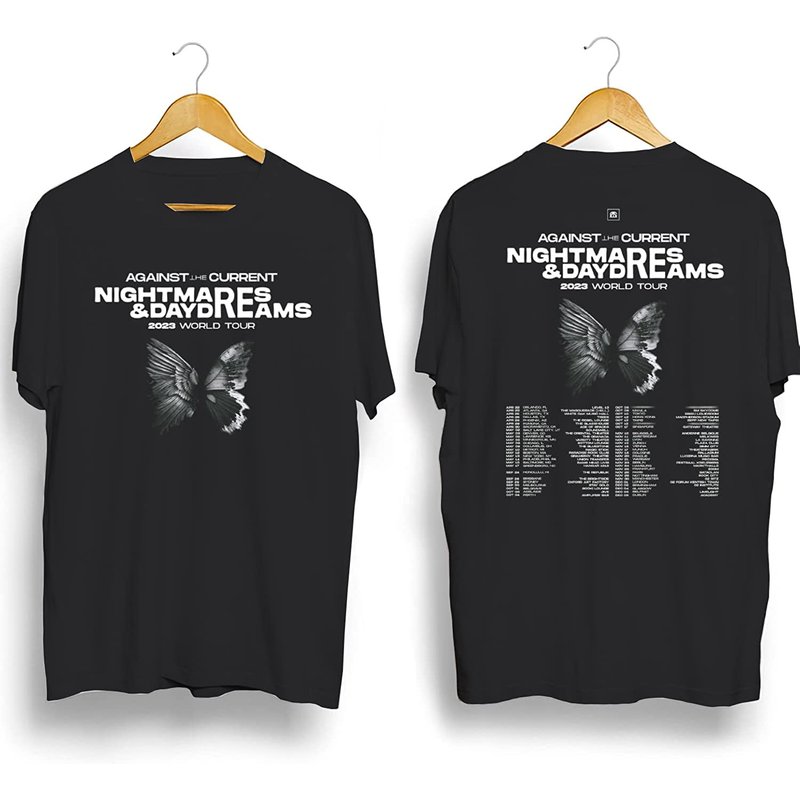 Against The Current Concert Nightmaresdaydreams 2023 World Tour T-shirt — T-shirts pour hommes