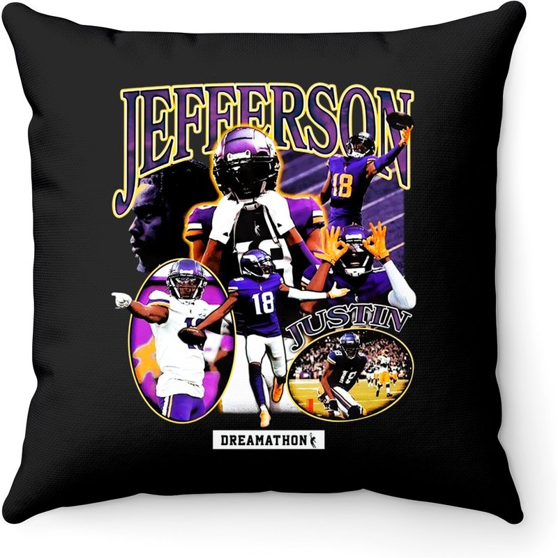 Justin Jefferson Dreams Vintage Throw Pillows — Decorative Cushions