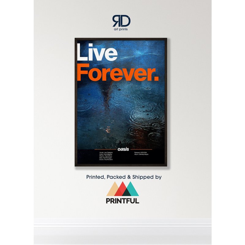 Oasis Band Poster, Live Forever Poster, Britpop Poster — Posters & Prints