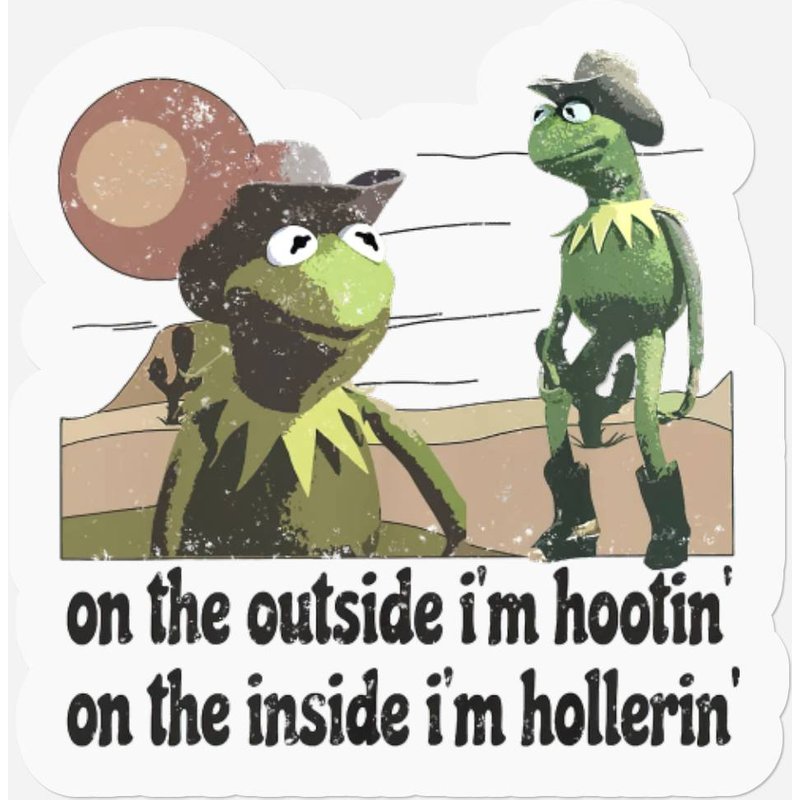 On The Outside I'm Hootin On The Inside I'm Hollerin Graphic Stickers, Funny Meme Stickers — Autocollants et stickers