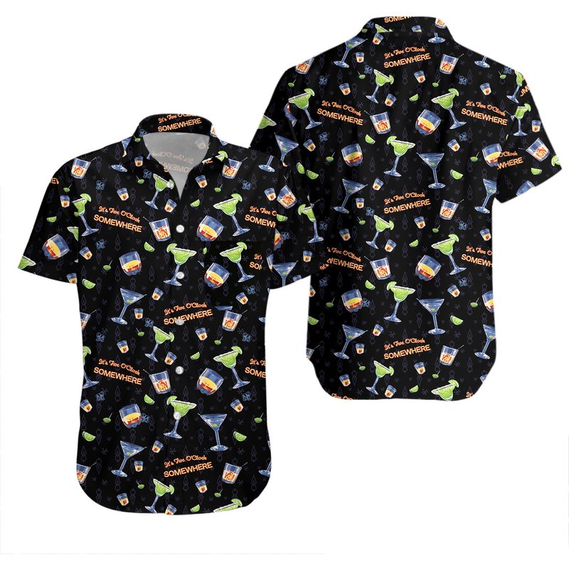 Vintage Big Dogs Mens Black Hawaiian Button Front Shirt