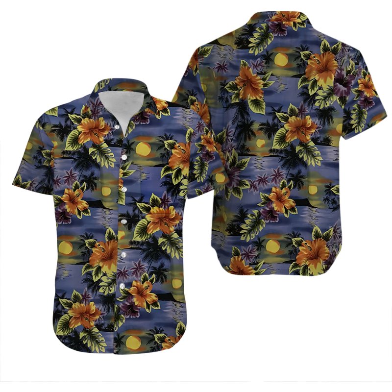 Vintage Rjc Mens Floral Hawaiian Aloha Button Front Shirt — Chemises décontractées pour hommes