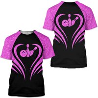 Bowling Black And Pink Unisex T Shirt, 3d Print Shirts Gift For 3d Print — Mens T Shirts