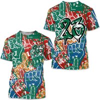 23 Hiphop 3d Graffiti Pattern T-shirt Match Dunk Low Foam Finger 3d T Shirt