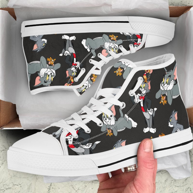 Tom & Jerry Funny Cartoon High Top Sneakers — Chaussures décontractées pour hommes