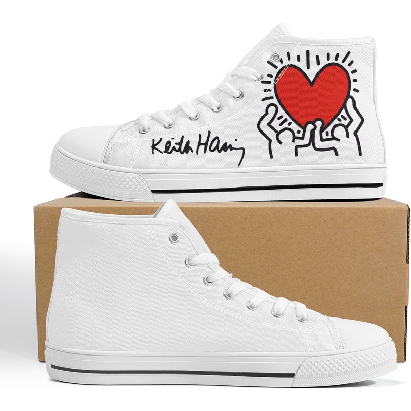 Keith Haring Design | High-top Canvas Shoes | Canvas Sneakers Comes Optional With Personalized Love Letter — Chaussures décontractées pour hommes
