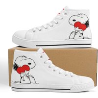 Snoopy Love High Top Canvas Shoes With Optional Personalized Love Letter