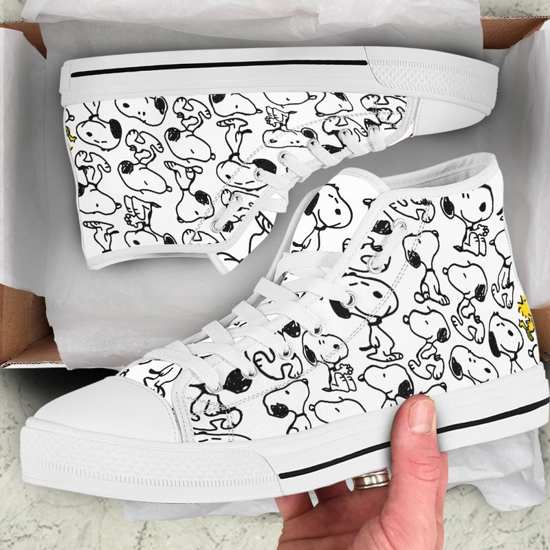 Snoopy Hand Drawn | High-top Canvas Shoes