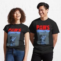 Paws Kitten Jaws Parody T-shirt — Mens T Shirts