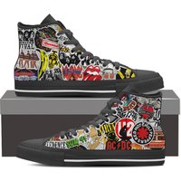 Punk Rock And Roll Alternative Metalhead Band Stickers Custom High Top Sneakers — Chaussures décontractées pour hommes