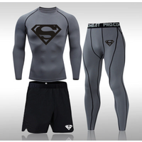 Mens Gym Superman Compression Running Rashguard Base Layer Shorts Leggings — Legging femme