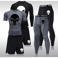 Skull Pattern Men's Sportswear Suits Gym Tights Sets — Womens Leggings