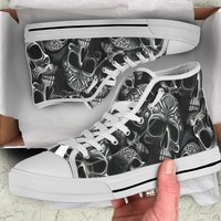 Men's High Top Sneakers With Skulls