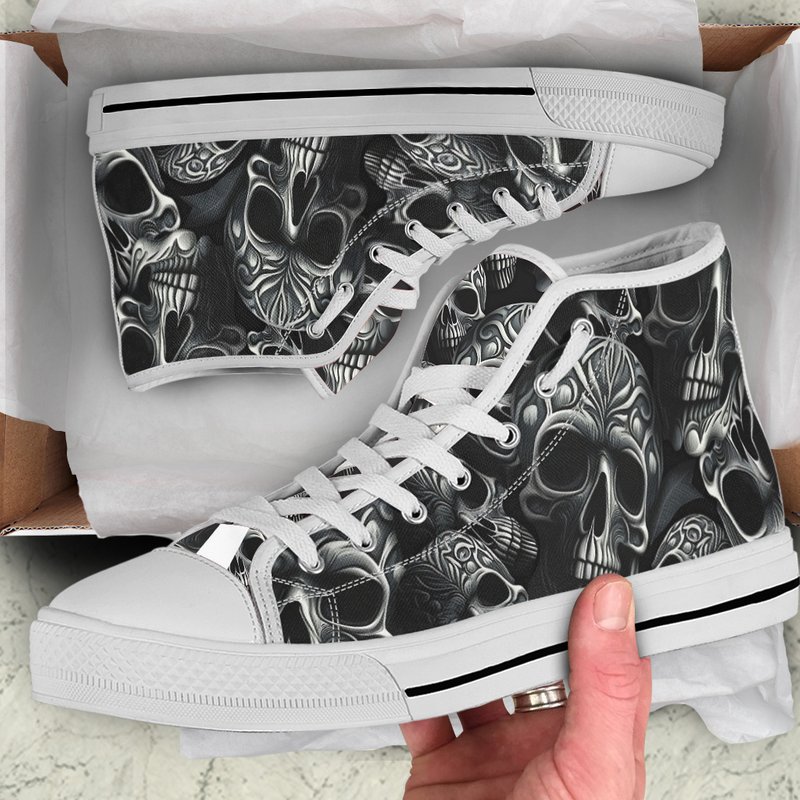 Men's High Top Sneakers With Skulls — Chaussures décontractées pour hommes