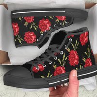 Red Roses Colorful Men's High Top Sneakers