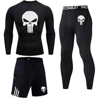Skull Men's Sportswear Suits Gym Tights Sets