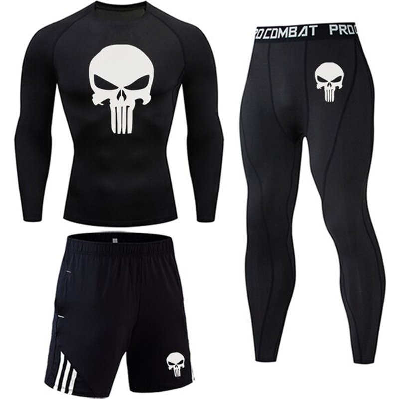 Skull Men's Sportswear Suits Gym Tights Sets — Legging femme