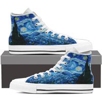 Starry Night Lace Up Men's High Top Sneakers