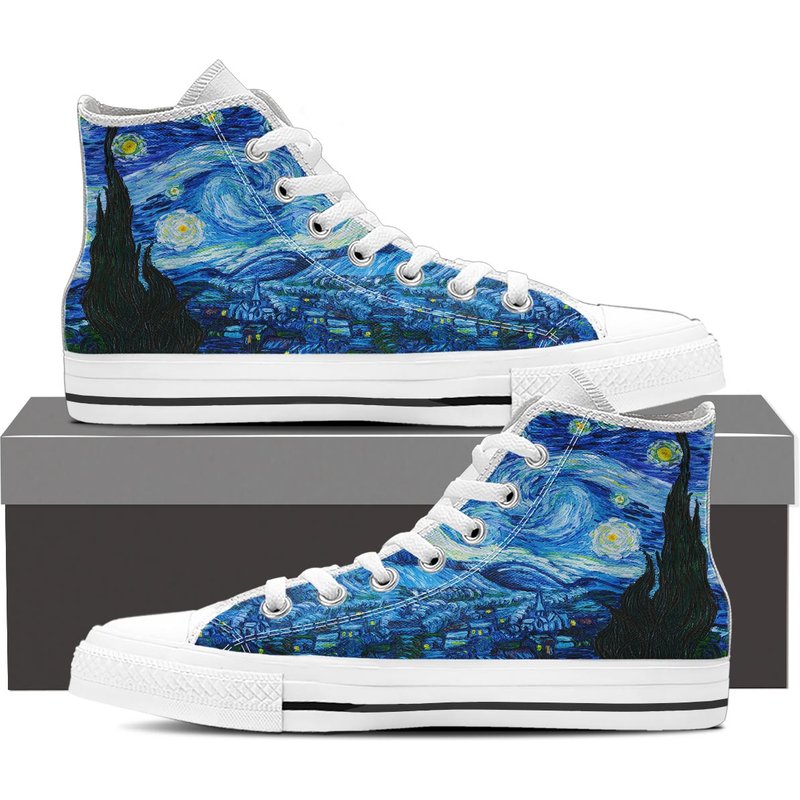 Starry Night Lace Up Men's High Top Sneakers — Chaussures décontractées pour hommes