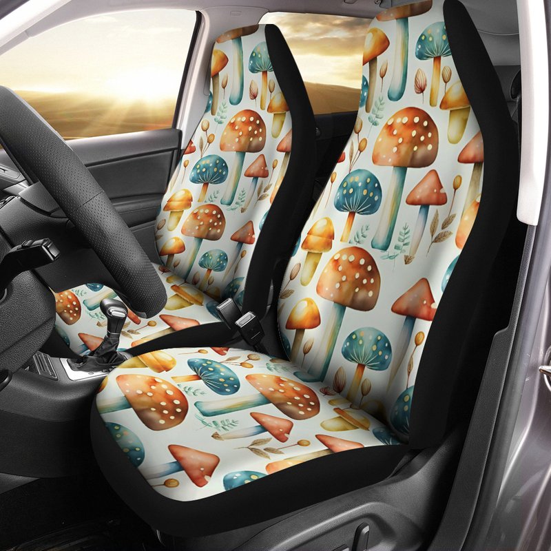 Mushroom Car Seat Covers, Mushroom Print Car Accessories — Housses de siège de voiture